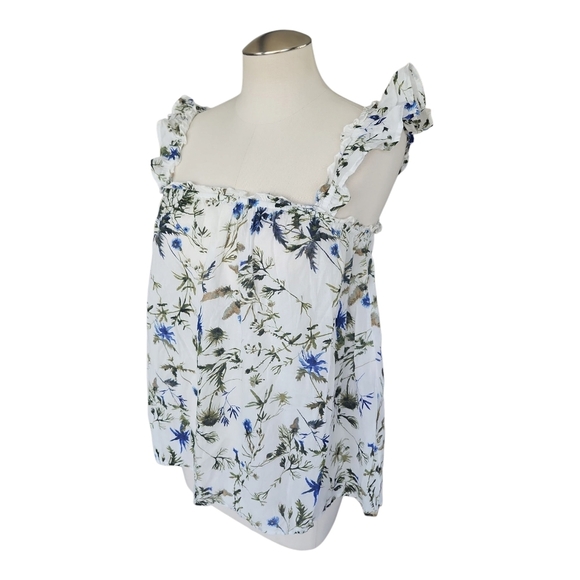 Primark White Floral Ruffle Strap Blouse – Women’s Size 4 (Small) Summer Top - Picture 3 of 13